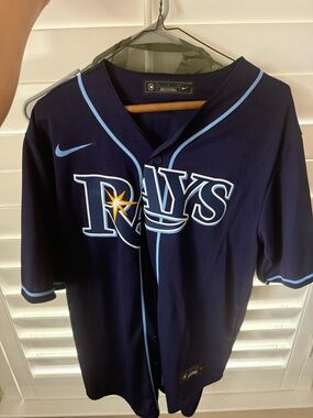 Nike Jersey / MLB Tampa Rays Baseball Jersey Navy and Light Blue